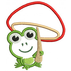 Stickmuster - Frosch mit Pilz
